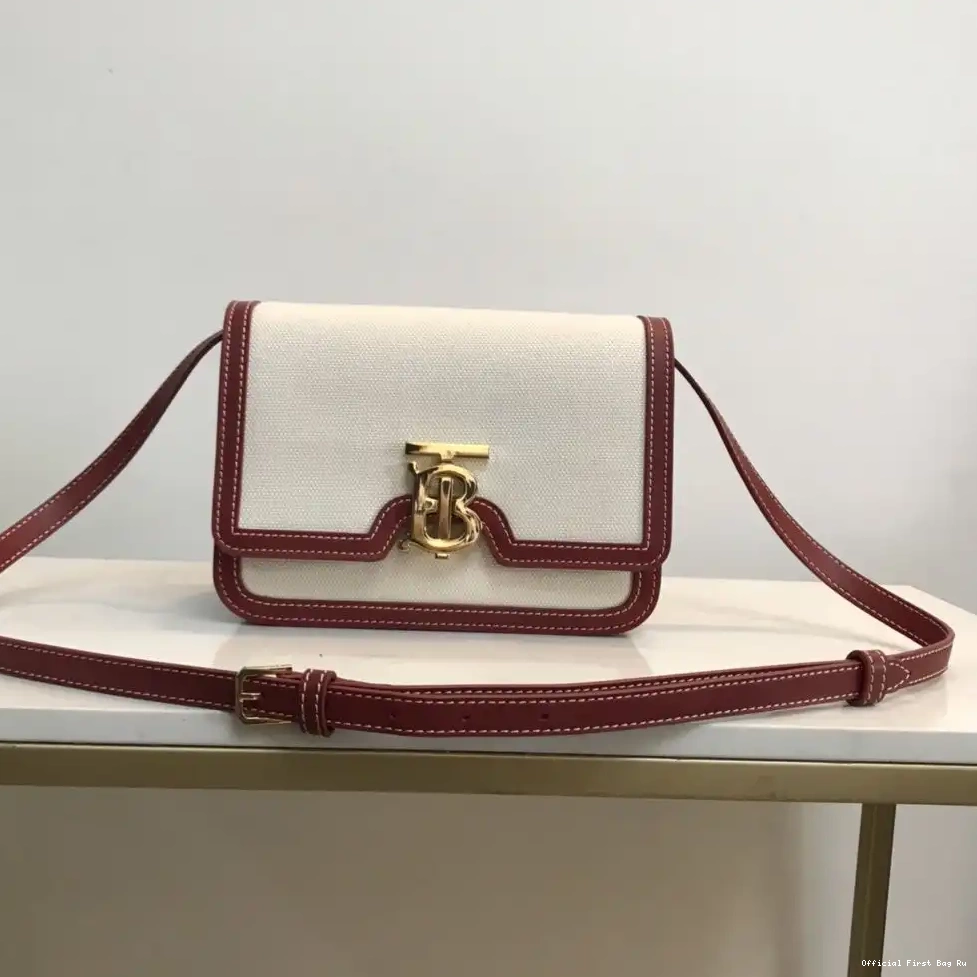 Official FirstBag Ru Two-tone BURBERRY and Bag Canvas TB Leather 0608